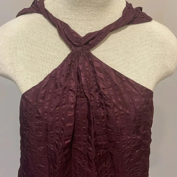NWT!! Frame - Draped Textured Silk Halter Top in Cabernet Purple - Size XS - Picture 4 of 8